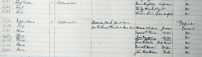 Image shows an extract from the Valuation Roll for Paisley, 1928-29, showing Wellmeadow and Francis Minghella as tenant there. National Records of Scotland reference: VR66/117 p.281